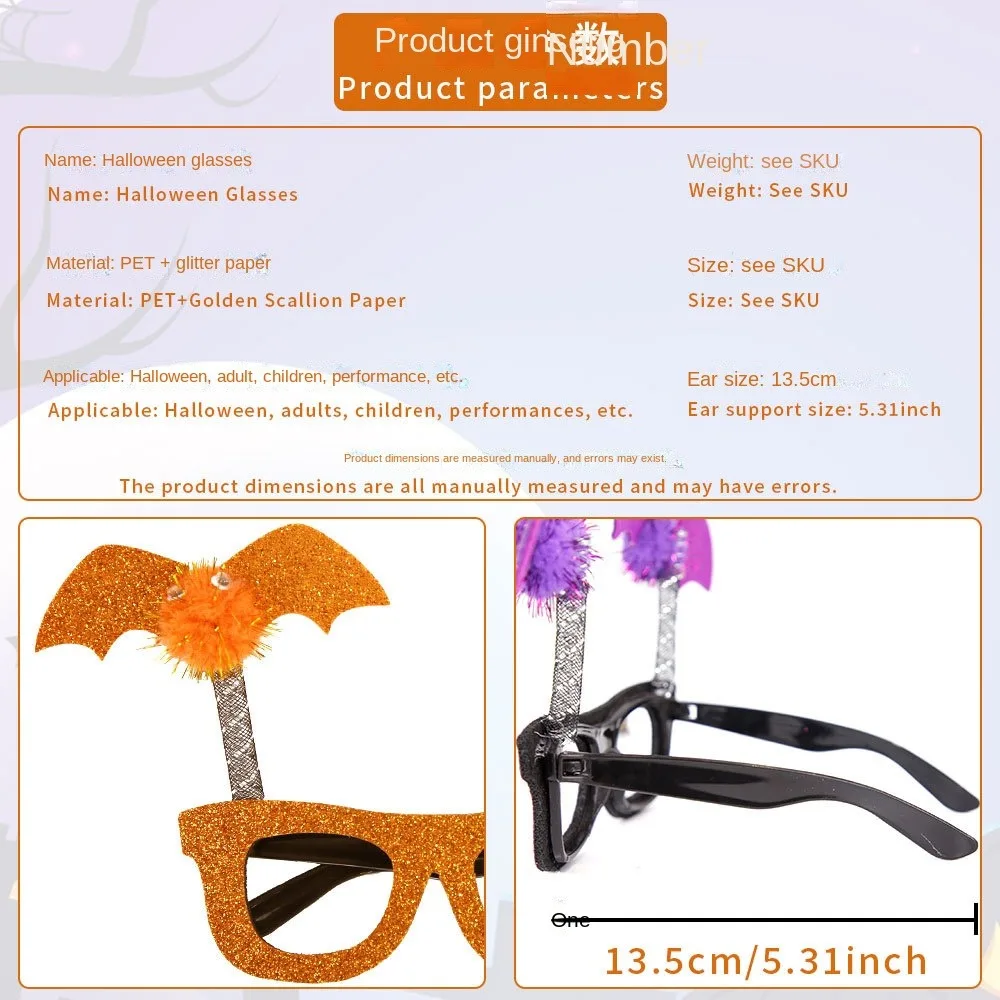 Grappige Glitter Halloween Bril Plastic Vleermuis Vorm Vleermuizen Grappige Bril Ghost Cosplay Cosplay Brillen Kinderen/Volwassene