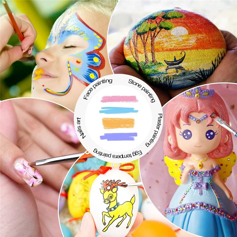 32Pcs Paint Brushes Kit For Acrylic Painting,Premium Nylon Bristles With Round, Filbert, Flat, Fan, Angle, Fine Detail Brush Kit