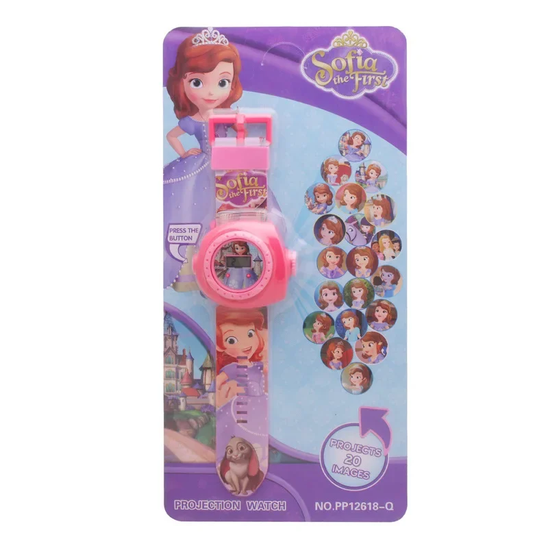 Disney 24 Pictures Children Cartoon Watch Frozen Princess Minnie Electronic Projection Cute Watch Best Boys and Girls Gift