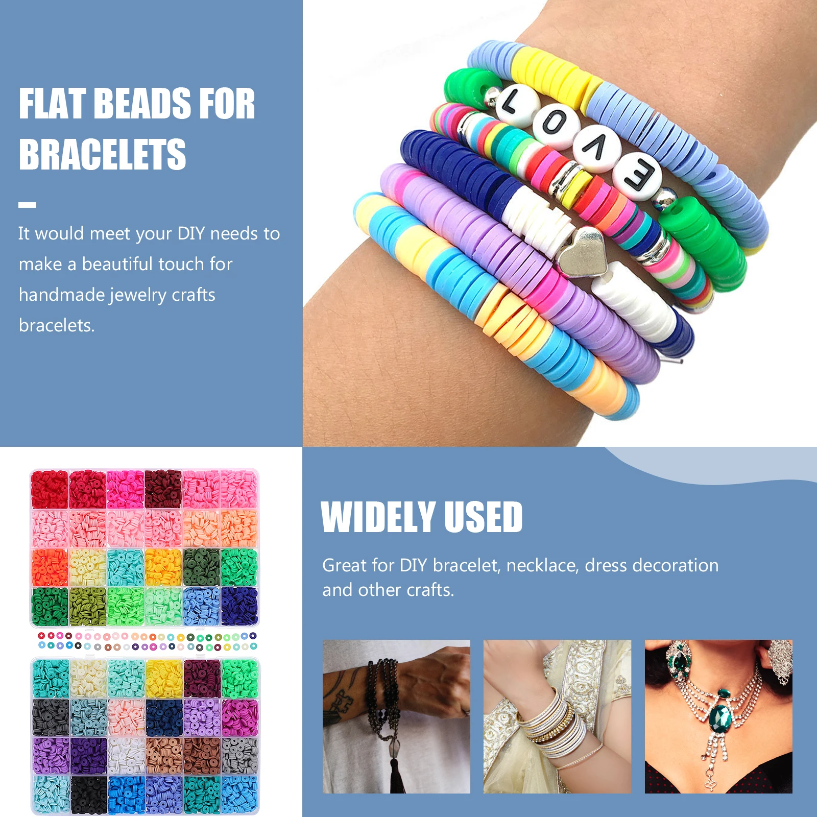 

2 Boxes Soft Ceramic Bracelet Set Bead Beads for Jewelry Making DIY Loose Bracelets Kit Beaded Charms Polymer Clay Craft