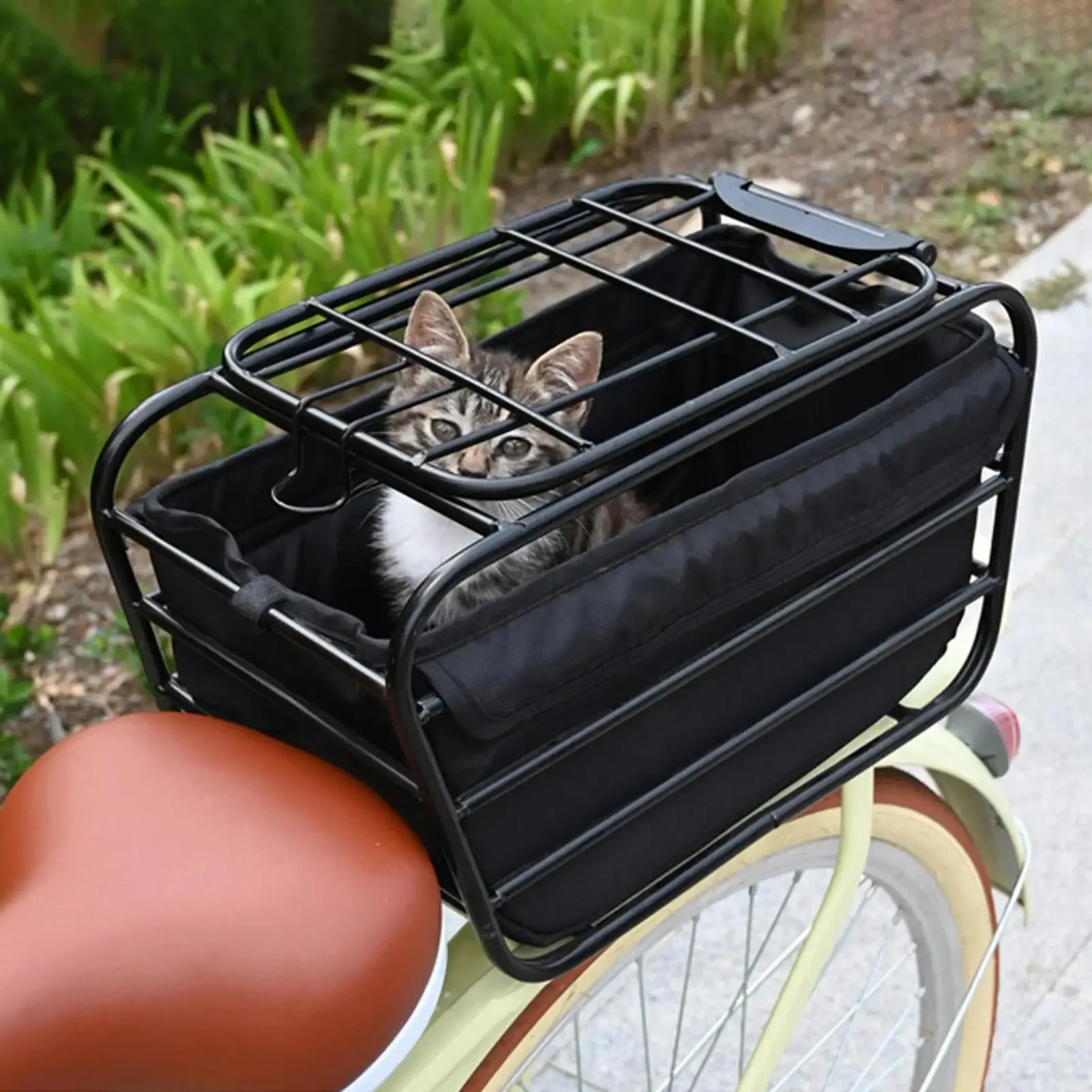 Bike Rear Basket,Heavy Duty,bicycle Rear Organizer,Pet Carrier Cargo Case for Cycling Riding Outdoor Camping Groceries Daily. view 2