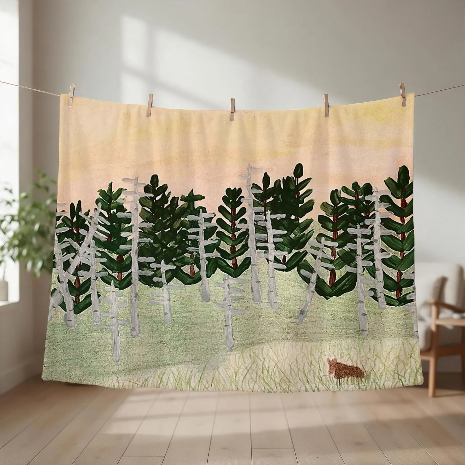 Moose during Maine sunset: mixed media Throw Blanket Thermals For Travel Sofa Quilt Bed for winter Blankets