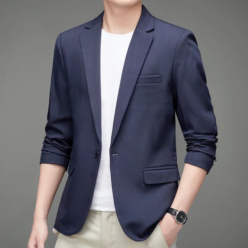 

New Men's One Button Blazer Business Casual Slim Fit Suit Jacket Formal Coat Office Wedding Party Wear High Quality Outerwear