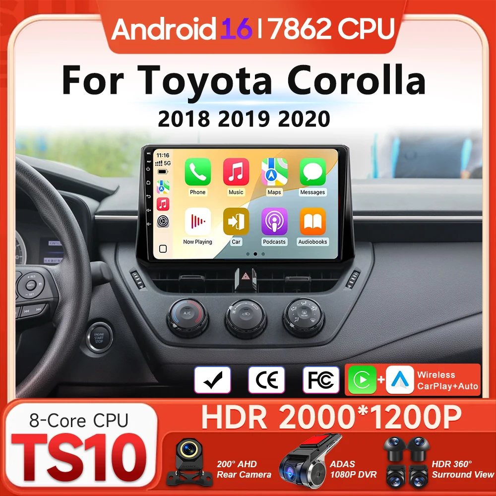 

Автомагнитола Android 16 для Toyota Corolla 2018-2020: Видео-мультимедийный плеер, беспроводной Carplay, Auto, 4G, Wi-Fi, GPS-навигация, 2DIN