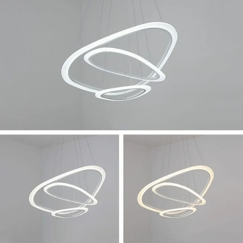 Modern Acrylic New Shaped Dining Pendant Chandelier for Living Room Dining Room Circle Rings LED House Ceiling Lighting Fixtures