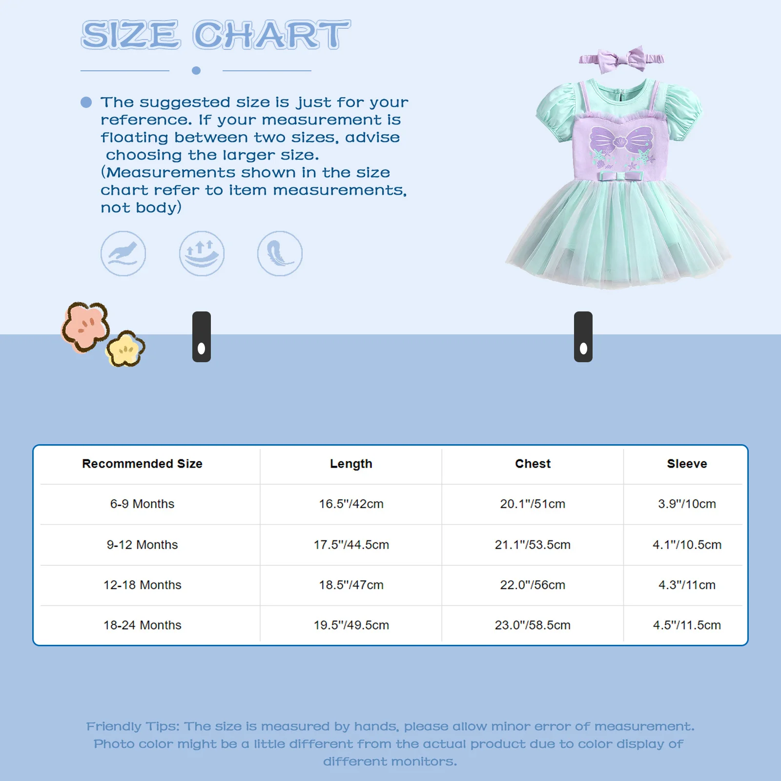 Baby Kids Girls Ruffle Mermaid Tulle Tutu Dress with Bow Headband for Birthday Party Performance Theme Party Photography 70-95