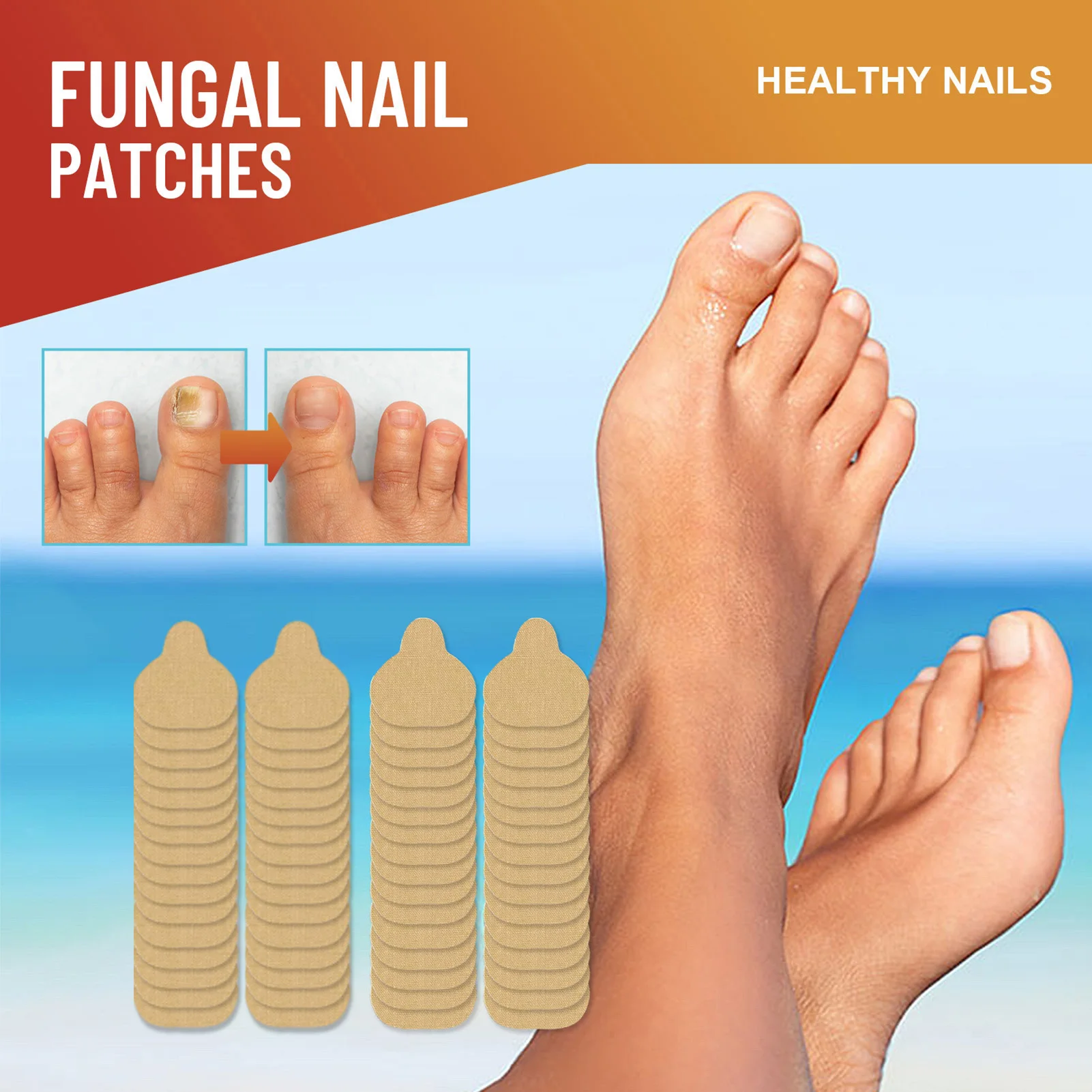 32 قطعة/صندوق شفاء سريع ملصقات إصلاح الأظافر المكونات الطبيعية نام أظافر تصحيح ملصق العناية بالقدم بقع الأظافر