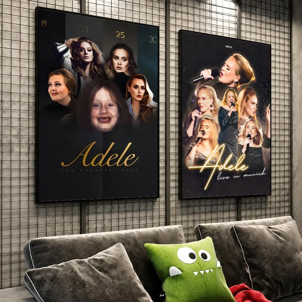 Music Adele Soul Pop Vocal Icon Poster HD Self-Stick Wall Decor Bedroom Dorm Office Gaming Garage Bathroom Gift