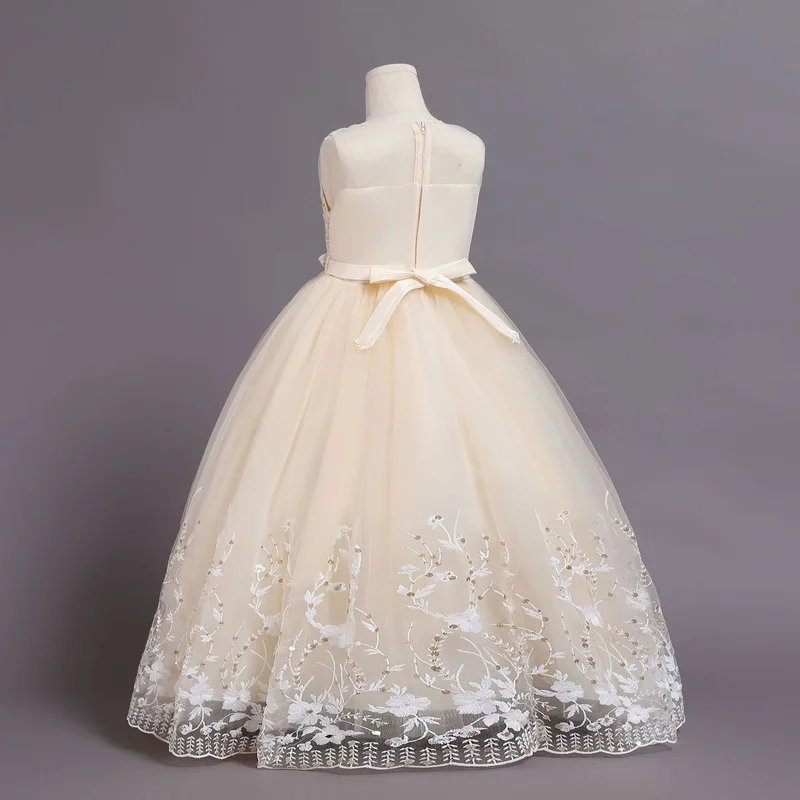 Robe de princesse en maille plissée avec pétales brodés pour filles, jupe de Performance moelleuse, nouvelle collection 2022