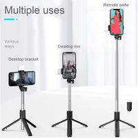 Trépied perche à Selfie pour téléphone, télécommande Bluetooth sans fil, support pour téléphone avec lumière de remplissage LED de beauté pour téléphone, Streaming en direct 4