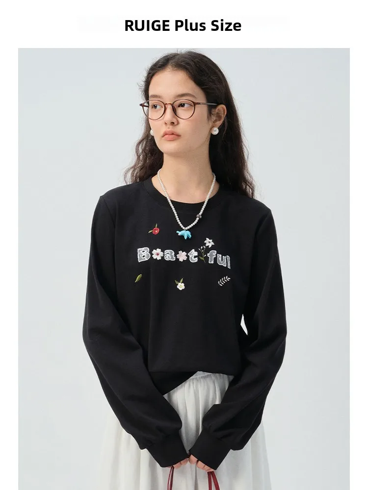 

Женский свободный свитшот Rui больших размеров, повседневный круглый свитер Ne Long Sve, весенний утягивающий удобный топ