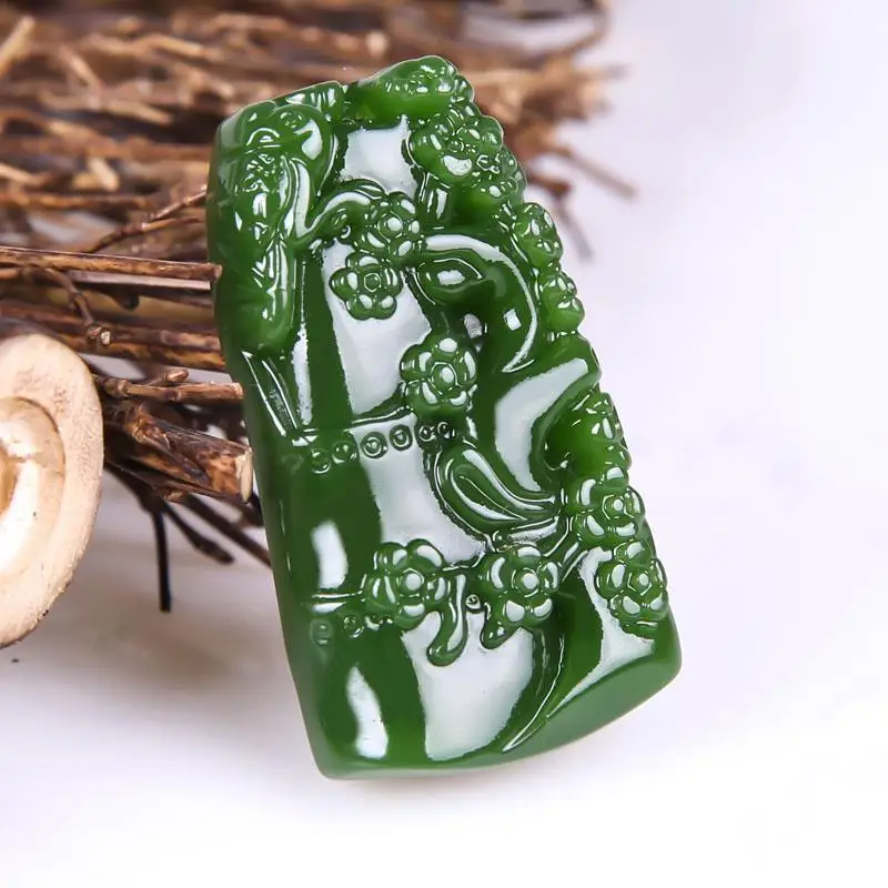 Spinach Green Pendant, Rising Bamboo for Peace, Men's and Women's Necklaces