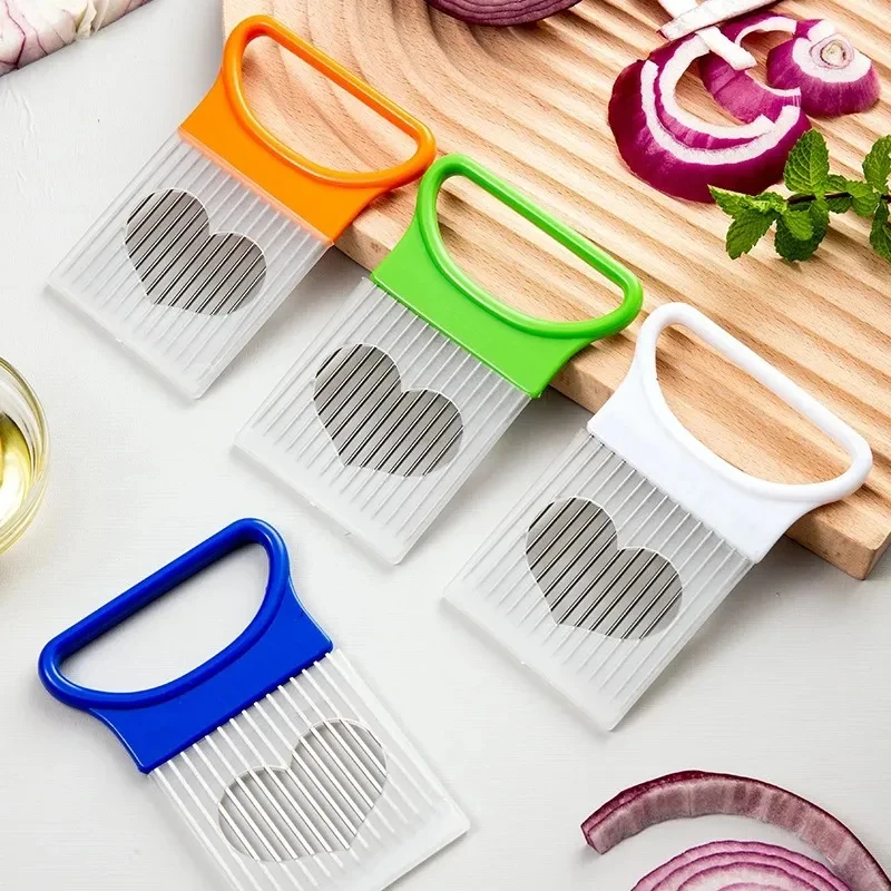 1/3pcs Stainless Steel Onion Cutter Holder Food Slicers Assistant Tomato Onion Slicer Holder Vegetables Cutting Fork Gadgets
