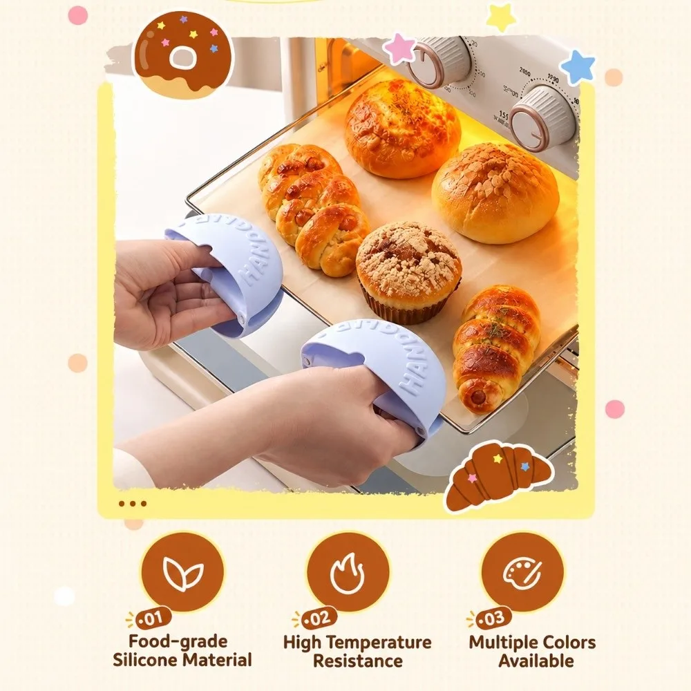 Sweet Donut Silicone Insulated Gloves Non-Slip Magnetic Heat Resistant Gloves Wall Mounted Durable Anti-Scald Hand Clips Cooking