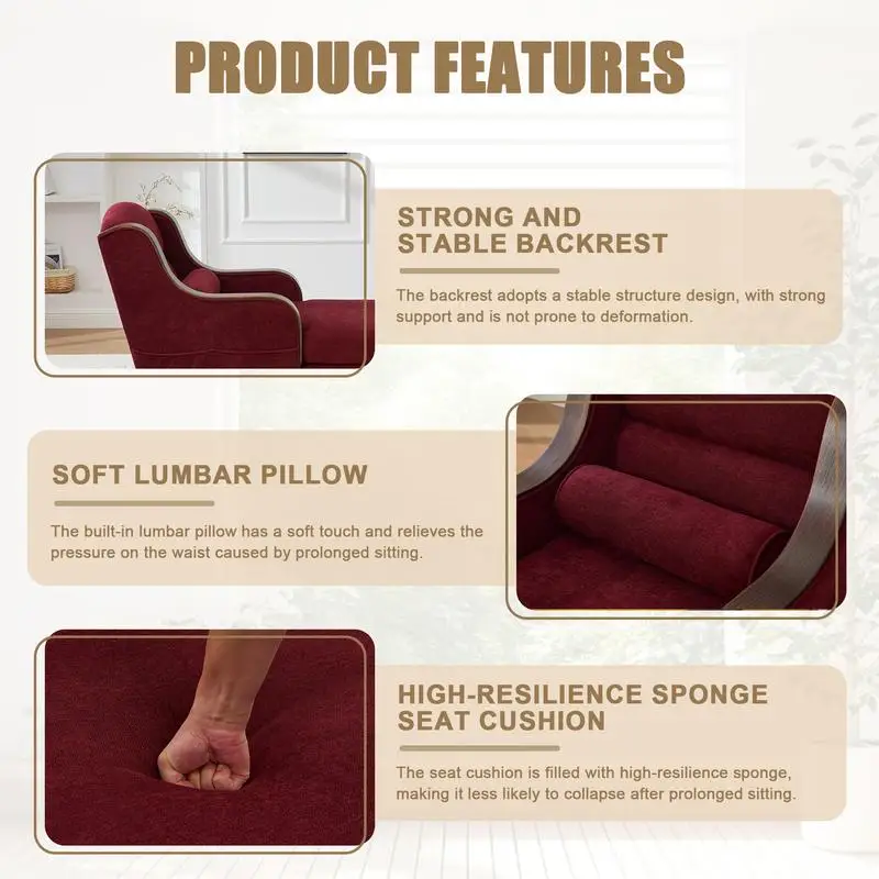 Oversized Chaise Lounge Indoor, Fabric Single Sofa Bed with Wide Seat, Upholstered Lazy Sleeper Armchair for Living Room and