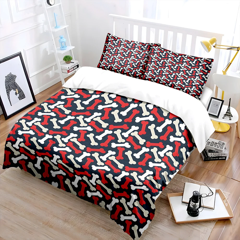 Colorful bone pattern background Print Bedding Set 1 Duvet Cover 2 Pillowcases for Adult and Children Luxury Gift Full Size