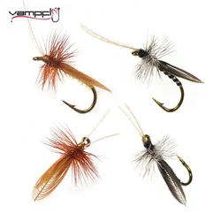 Vampfly 5pcs/6pcs Caddisfly Sedge 성인 인공 곤충 미끼 드라이 플라이 낚시 파리 송어베이스 Grayling 낚시 미끼 미끼 # 14