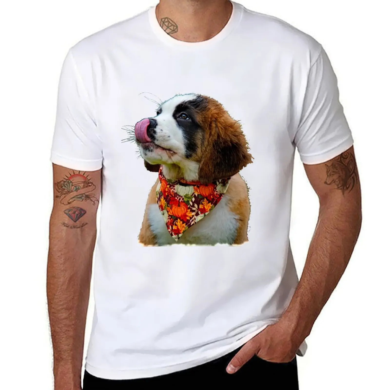 

Saint Bernard Puppy Love - No Background T-Shirt t shirts for man pack cotton funny t shirts cotton T-Shirt