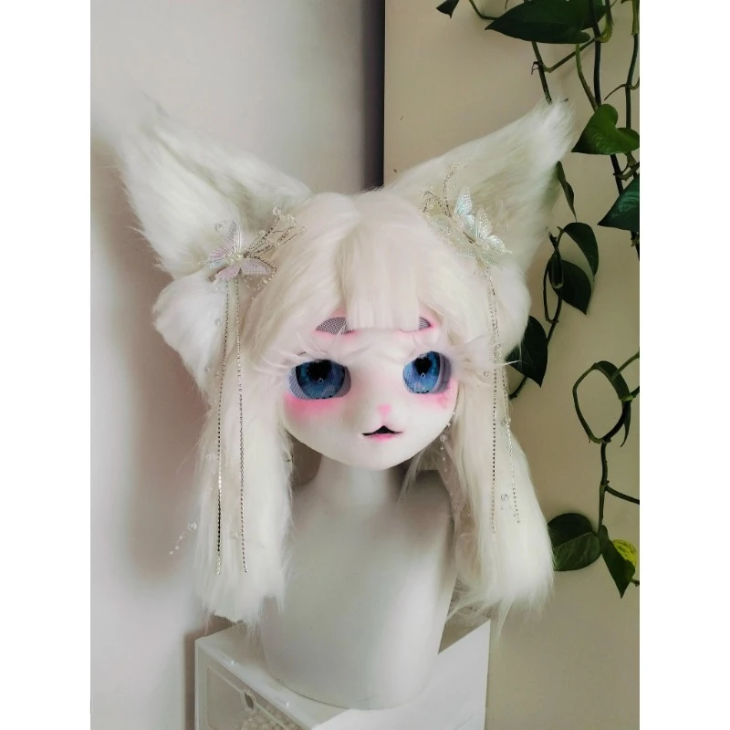 Cartoon Fursuit Head Halloween Cosplay Mascot Long Fur Husky Dog Fox Rabbit Head Fursuit Party Custom Toy Gift