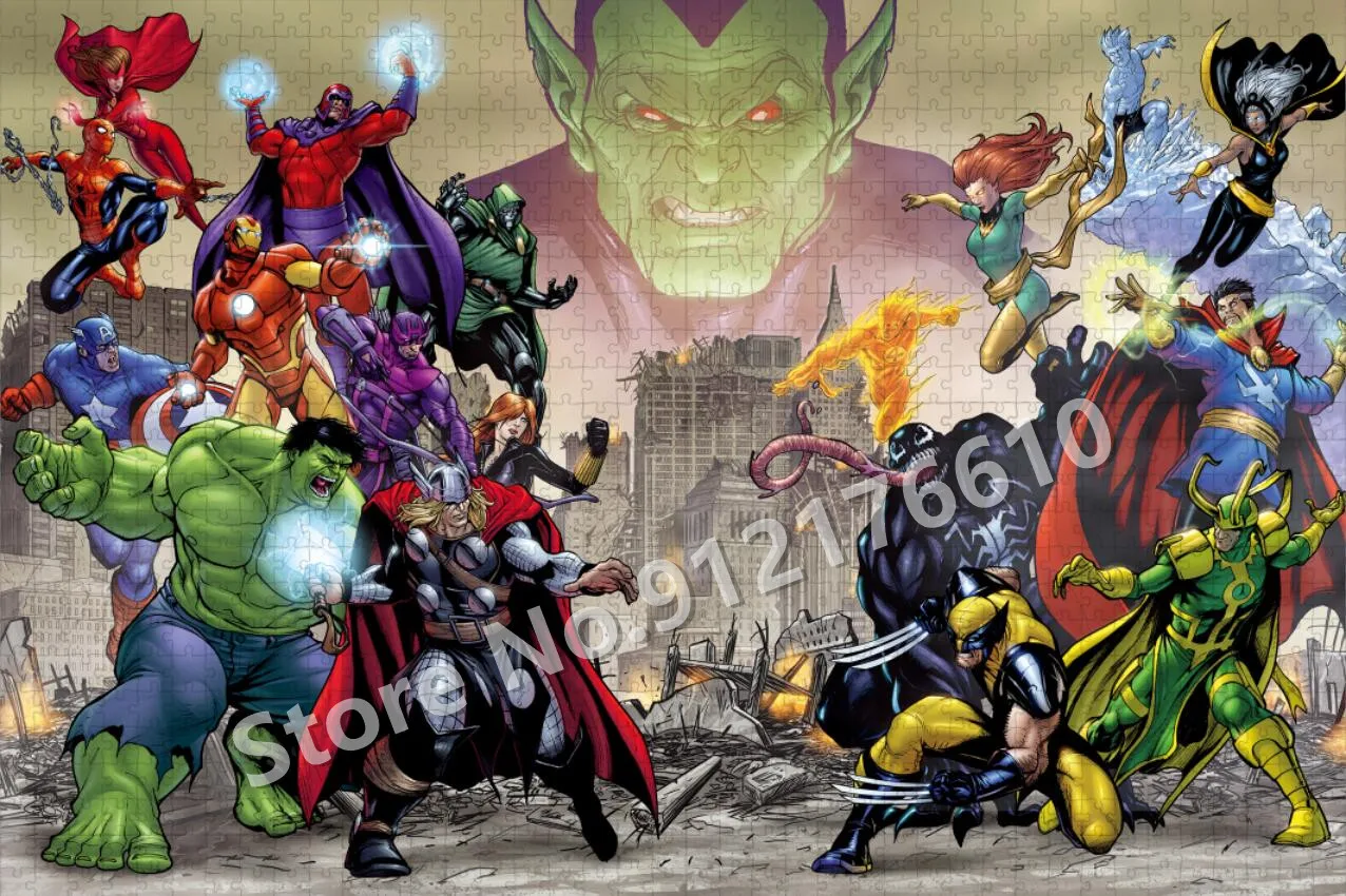 Hulk homem de ferro homem-aranha super-herói quebra-cabeças 108/200/300/500/1000 pçs disney vingadores quebra-cabeças descomprimir brinquedos educativos