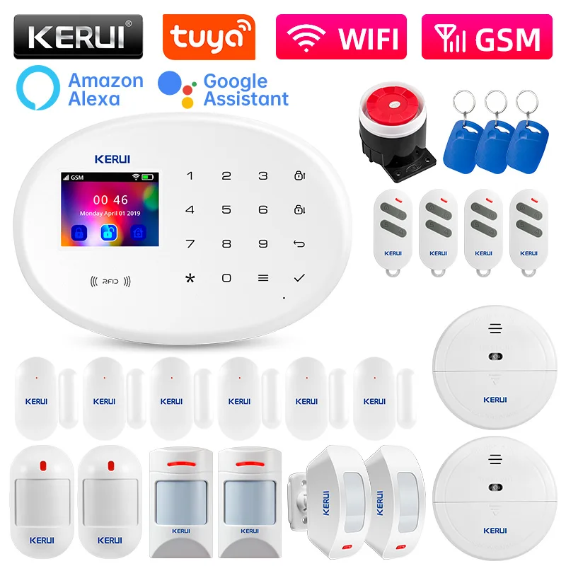 KERUI W202 Home Security Alarm Kit WiFi GSM Alarm System Tuya Smart Home Door Sensor Motion Detector Protection Remote Control