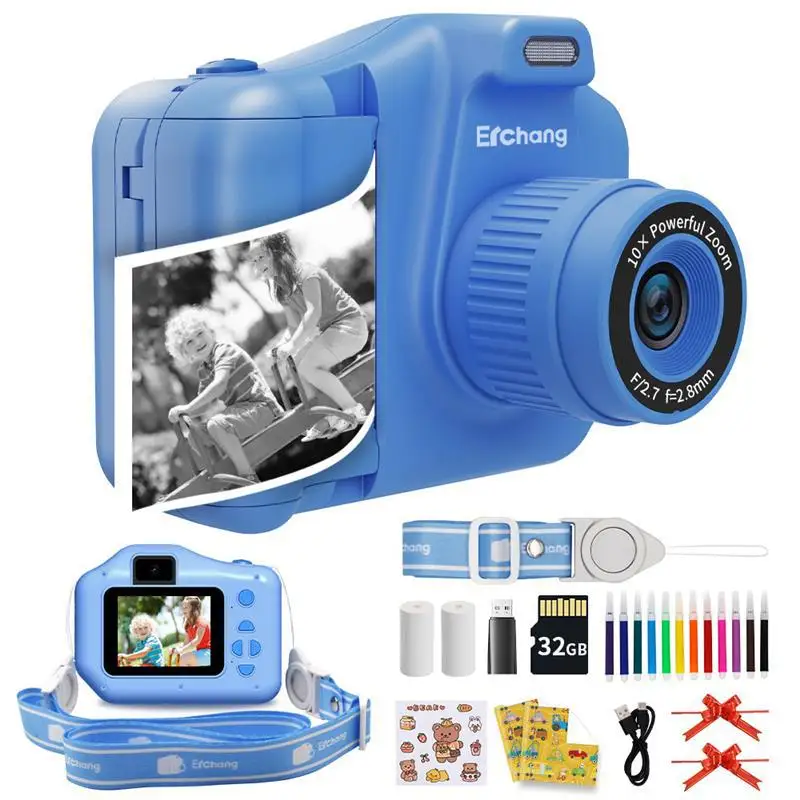 

Kids Printing Camera For Children Dual Camera Instant Printing Video Record Camera 10X Digital Zoom HD Selfie Thermal Printer K9