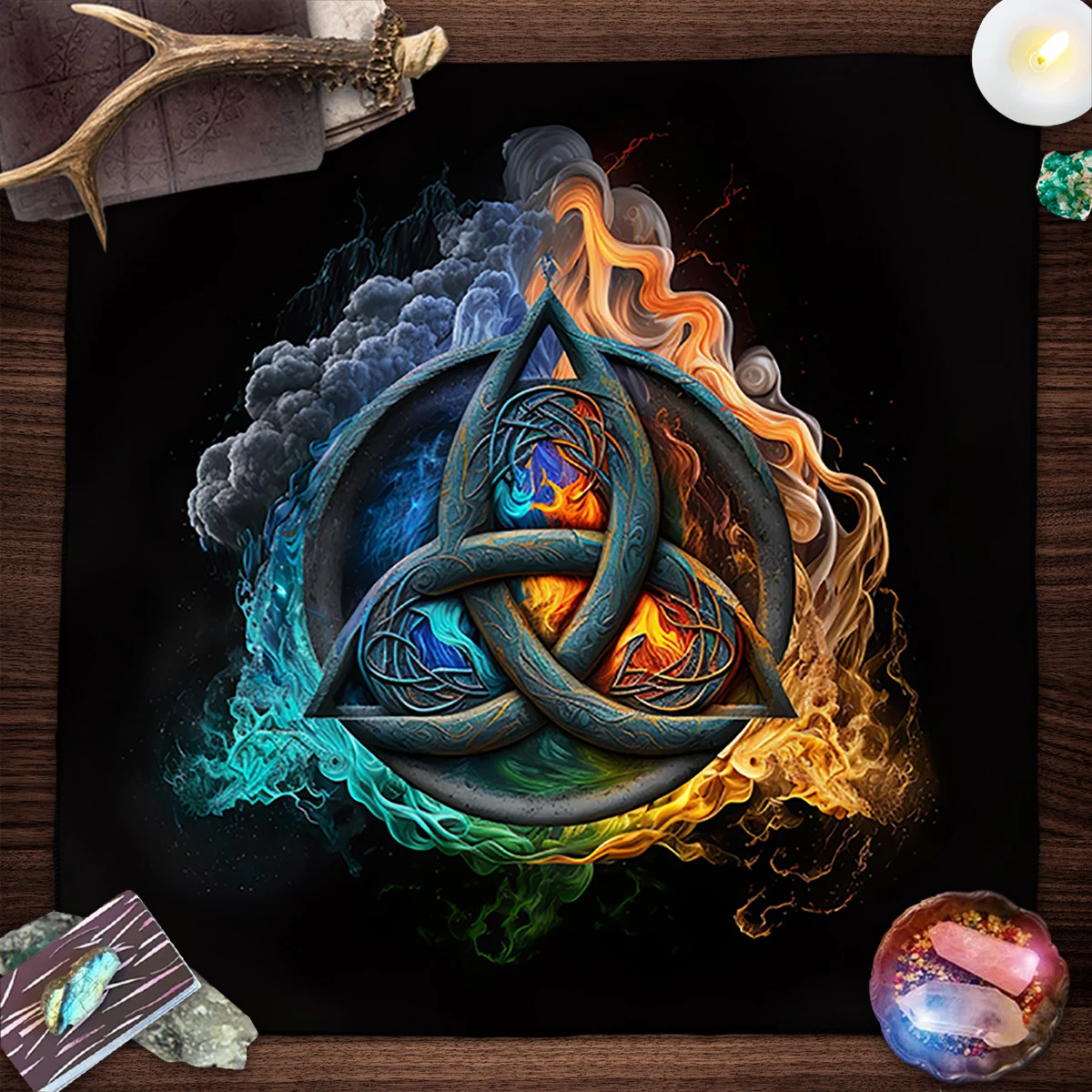 Mystical Celtic Knot Tarot Tablecloth Altar Cloth Colorful Tarot Mat Witchcraft Divination Cloth Oracle Card Pad Home Deome Deco