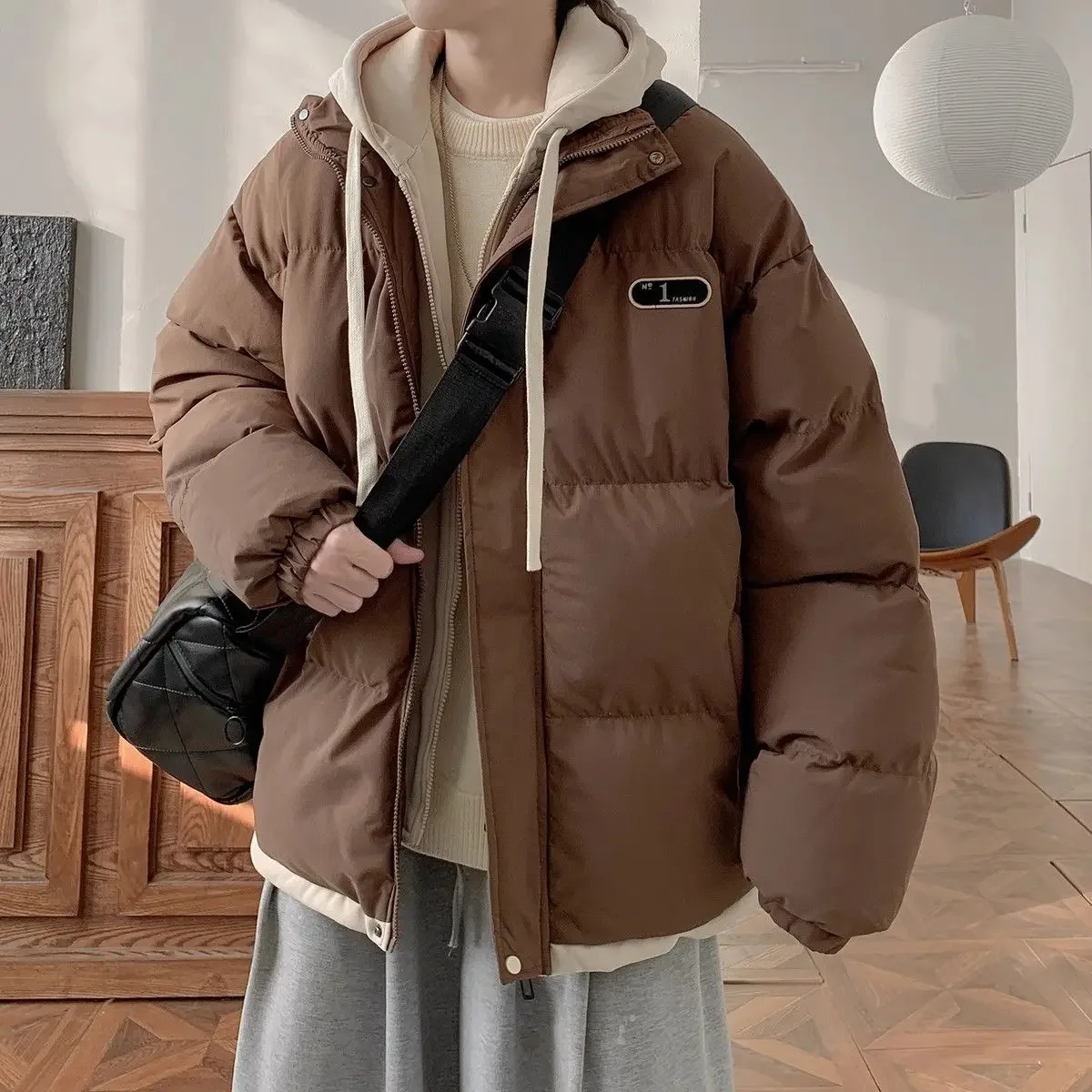 GELITAYINLoose Winter Quilted Padded Coat For Men Thick Warm Hoodie Jacket Man Clothing Fashion  Deals New In Original Brand