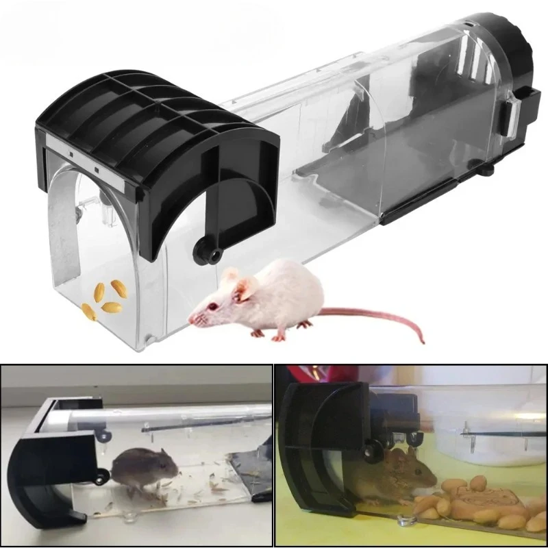 Mousetrap Safe Firm Humane Reusable Plastic Rodents Trap Smart Self-locking Household Mouse Catcher for Indoor Outdoor Garden