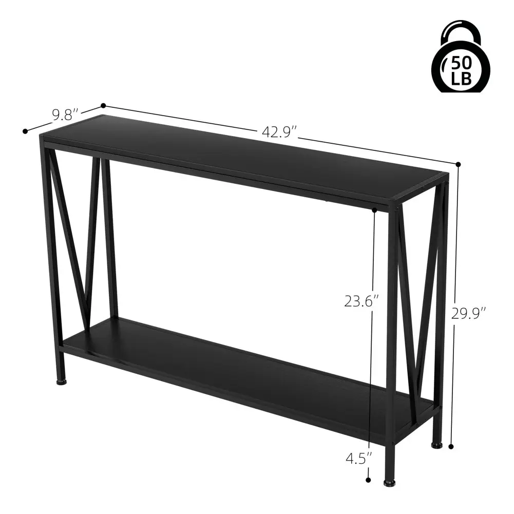 2-Tier Narrow Console Sofa Side Table for Entryway Hallway Living Room, Premium Entryway Furniture, 42.9in L x 9.8in W x 29.9in