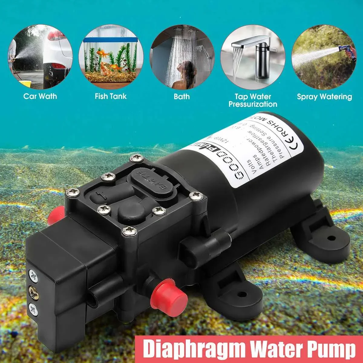 12V DC Diaphragm Intelligent Pump Car Washer Intelligent Reflux Pump 70W Micro Pump Self Priming Pump