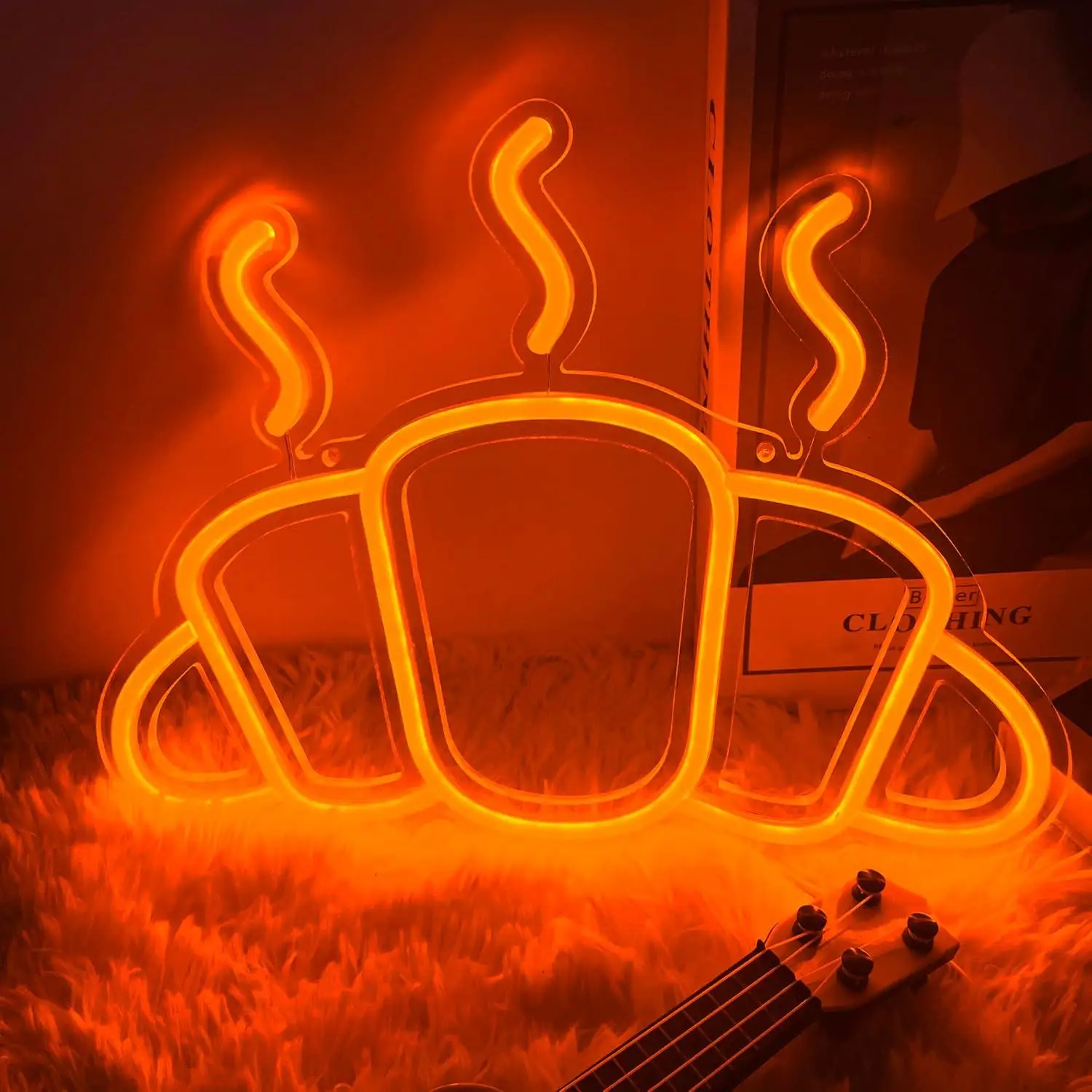 USB Croissant Neon Sign Light - close-up view