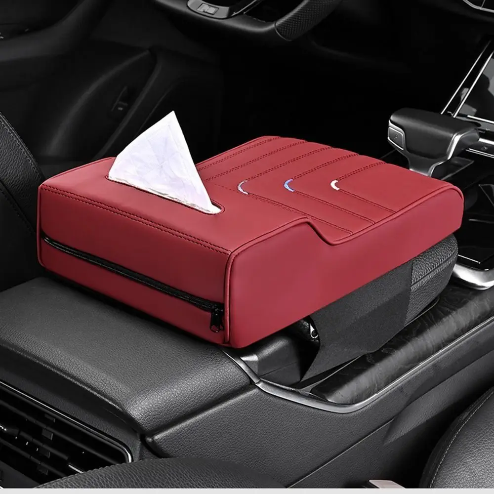 PU Leather Center Console Armrest Cushion Height Increasing Portable Armrest Pad with Tissue Box Multifunctional