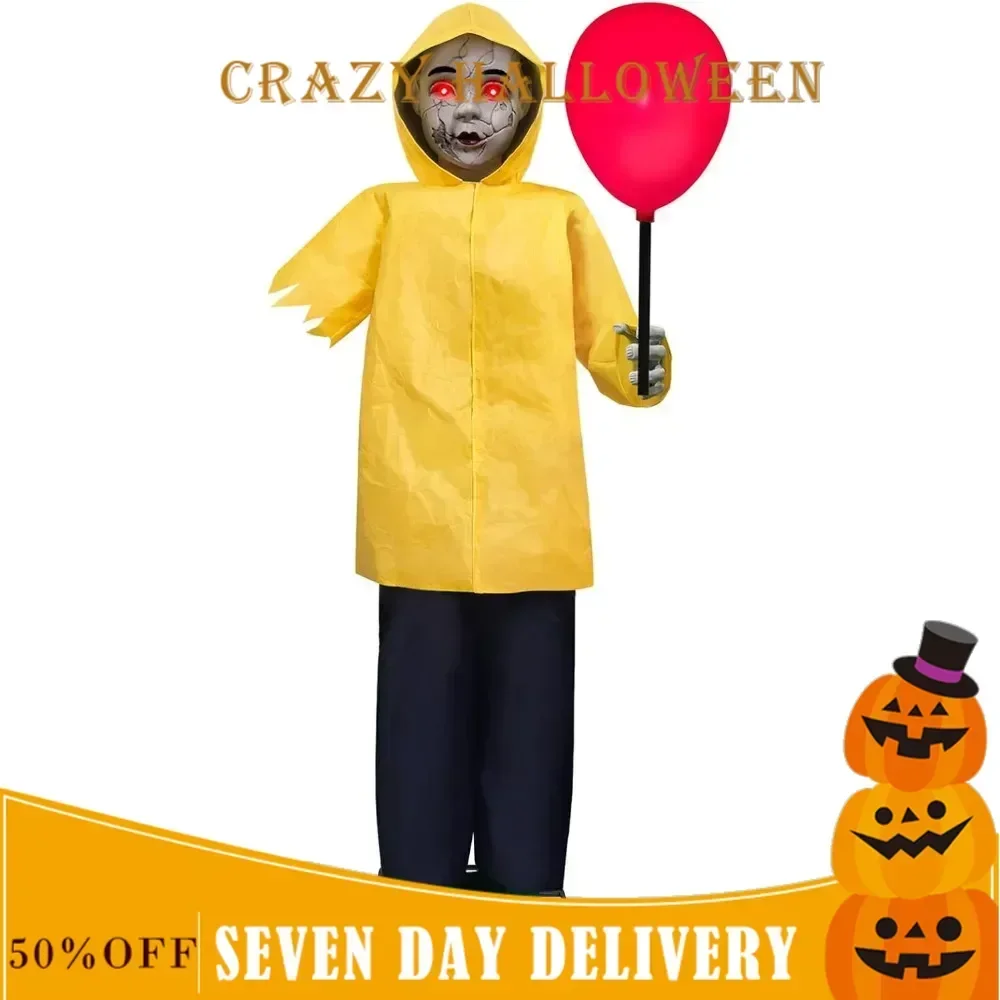 

Halloween Decoration Outdoor, 4FT Life Size, Equipped with Luminous Balloon Voice Control Sensor, Terrifying Outdoor Decoration