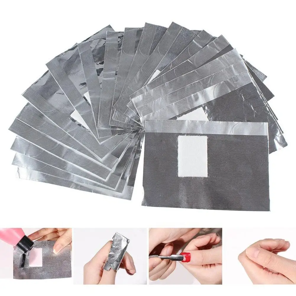 100 Stks/zak Aluminiumfolie Nail Art Weken Van Polish Nagelverwijdering Wraps Nagellak Gel Polish Remover Manicure Tool