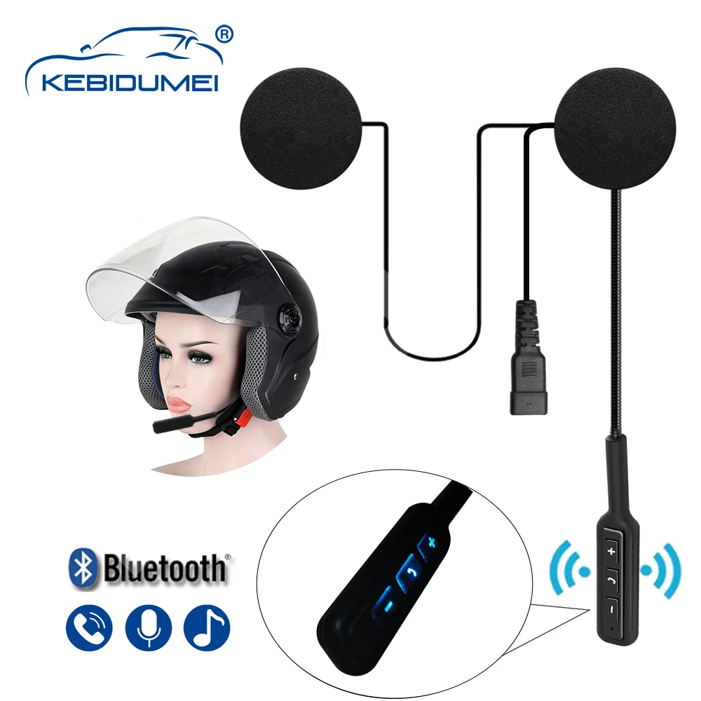 Kebidumei Bluetooth5.0 Speaker Moto Helmet Headset Ultra-Thin Motorcycle Earphones Wireless Headphone Handsfree Call Music Play