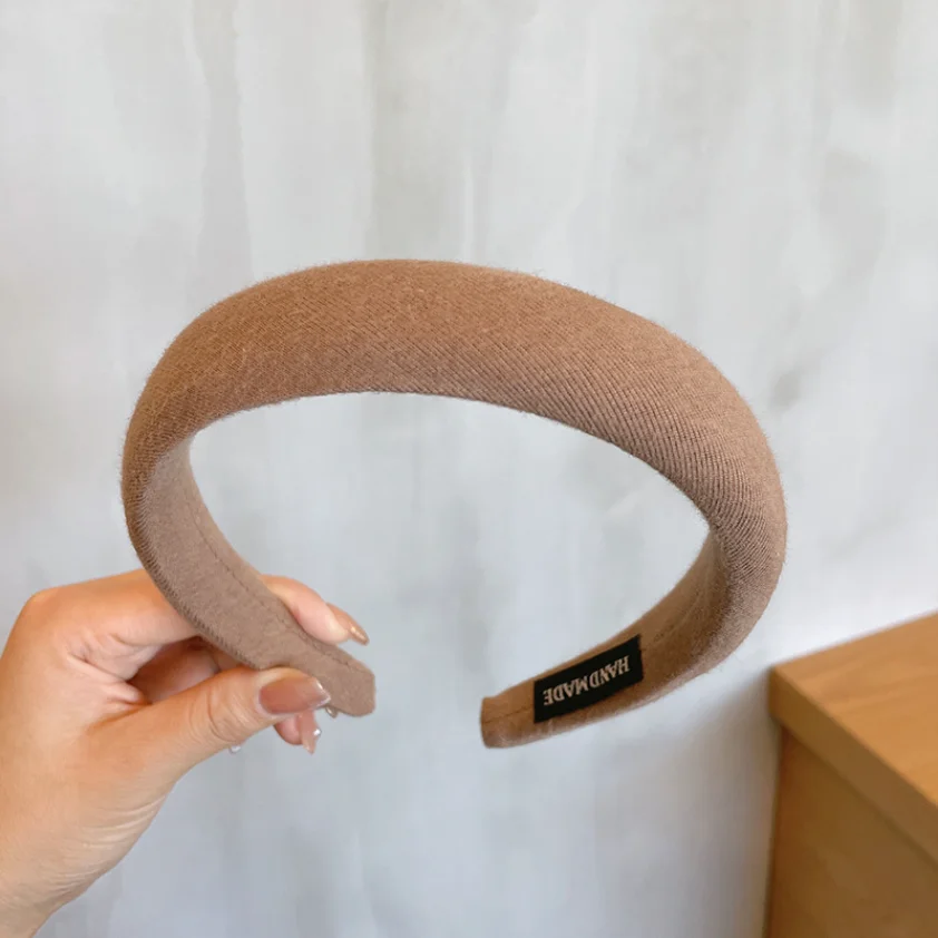Neue graue Stirnbänder Retro gestrickte Schleife Wolle breites Haarband für Frau Mädchen elegante Haarband Dame Winter Mode Haarschmuck – Detail 8
