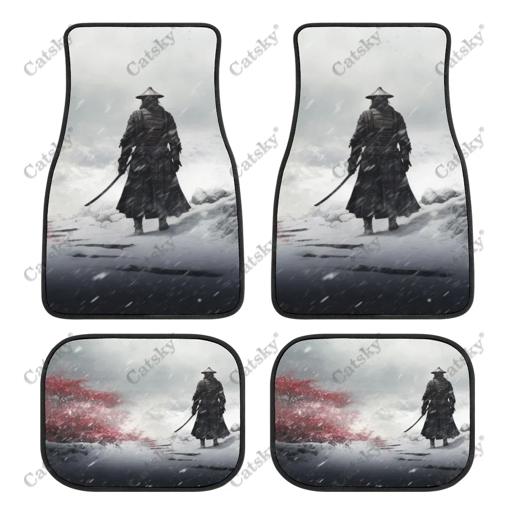 

samurai Car Floor Mats Vintage Carpet Non-Slip Rubber Mats 4 Pack Accessories for Car SUV Van Floor Mats