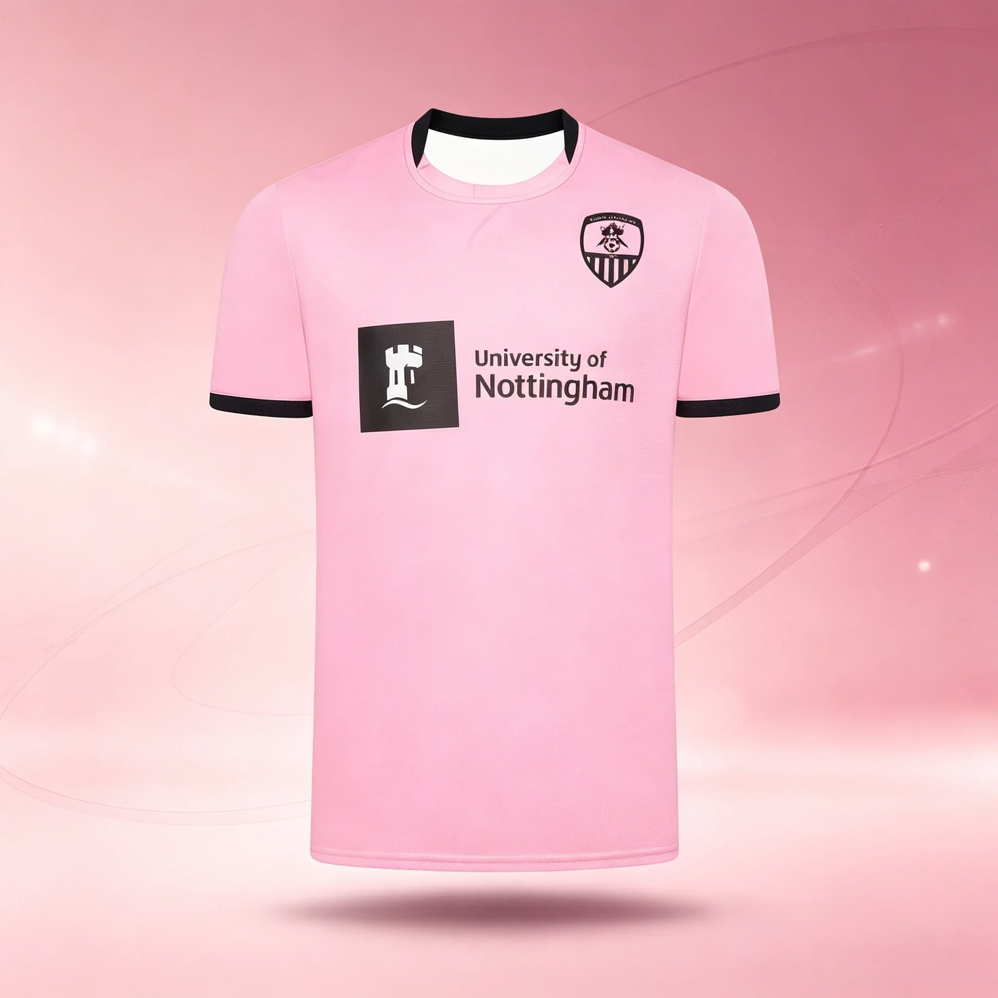 Notts County 2026 2027 Away Soccer Jersey Men Pink Black Trim Short Sleeve Quick Dry Breathable Fan Football Shirt Uniform