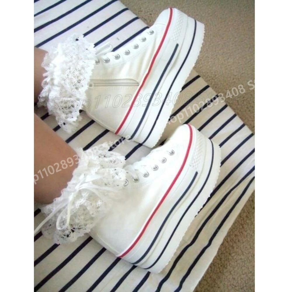 أحمر رياضي نمط سميك سوليد مضخات مثير الضحلة جولة تو عادية الصليب تعادل حجم كبير أحذية النساء الموضة 2025 الربيع الفقرة Mujere