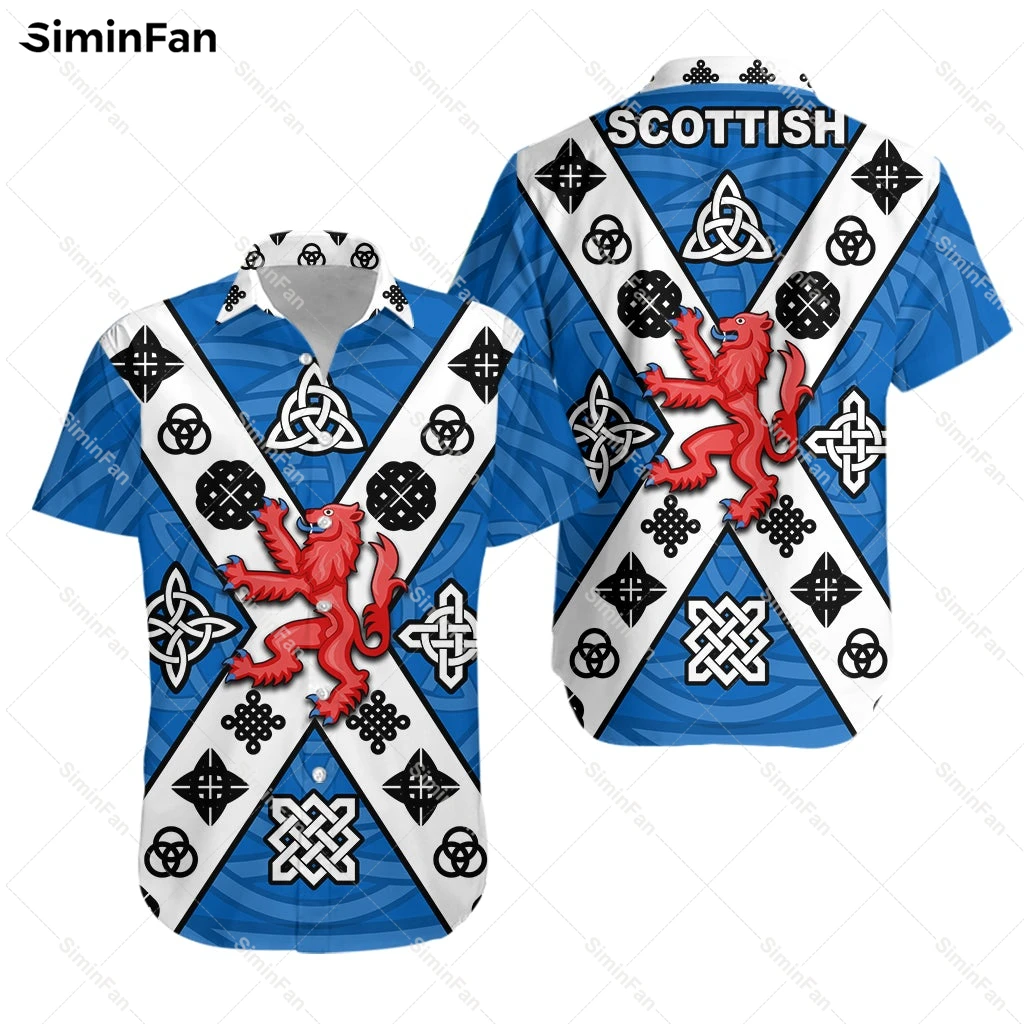 Scotland Scottish Mix Celtic Patterns 3D Printed Hawaiian Shirts Men Summer Camisa Male Tshirt Female Top Unisex Tee Streetwear