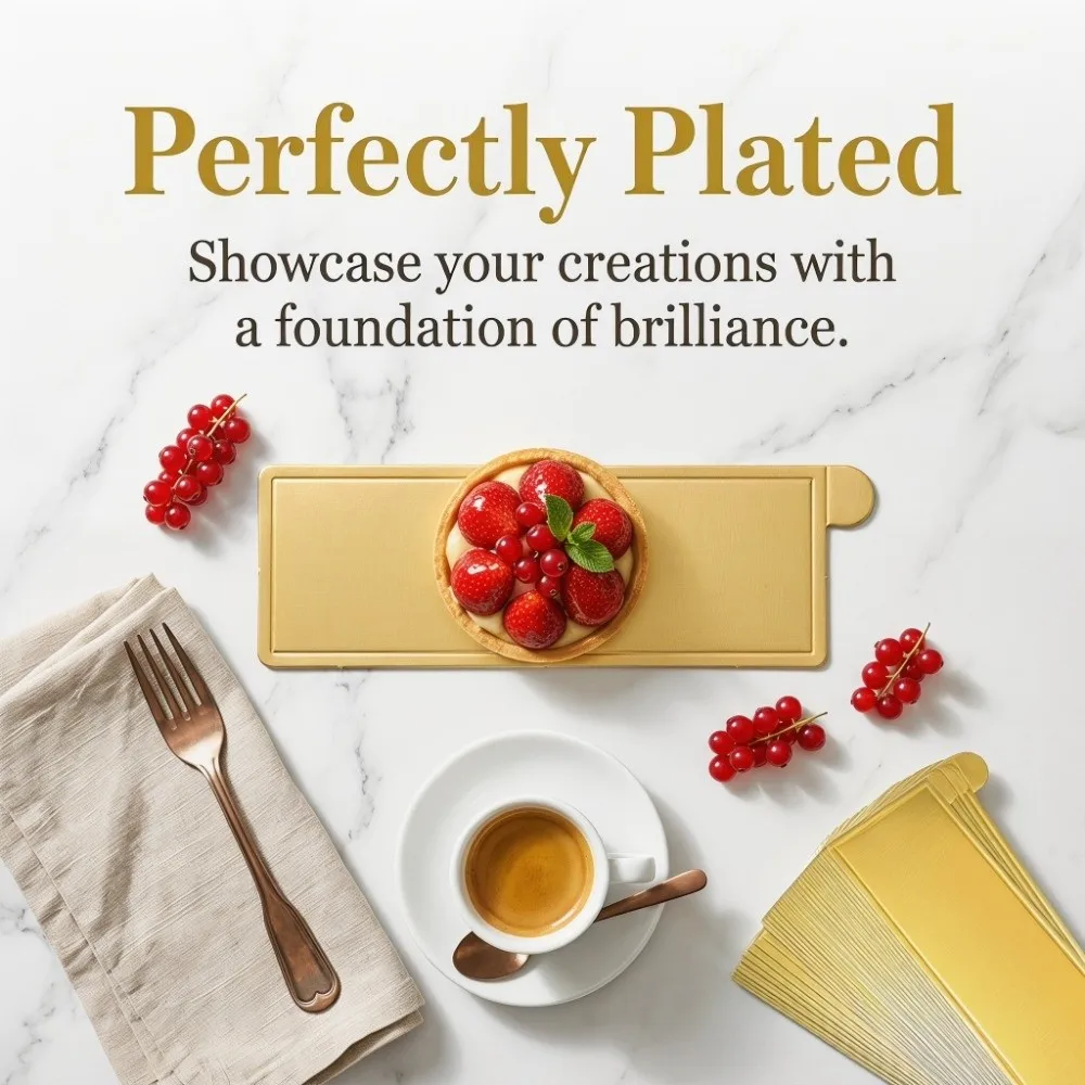 100pcs Mini Rectangle Mousse Cake Boards Food-Grade Cardboard Dessert Display Tray Coasters Handle Cupcake Base Bakery Catering view 5