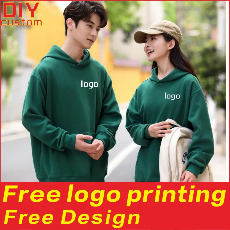 

Cotton men's and women's loose hoodie pullover hoodie custom spring and autumn coat printed logo embroidery workwear