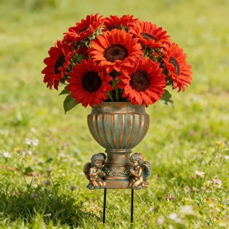  Antique Resin Planter Decorative Flowerpot Shatterproof Resin Vase For Balcony Entrance Wedding Party Flower Arrangement