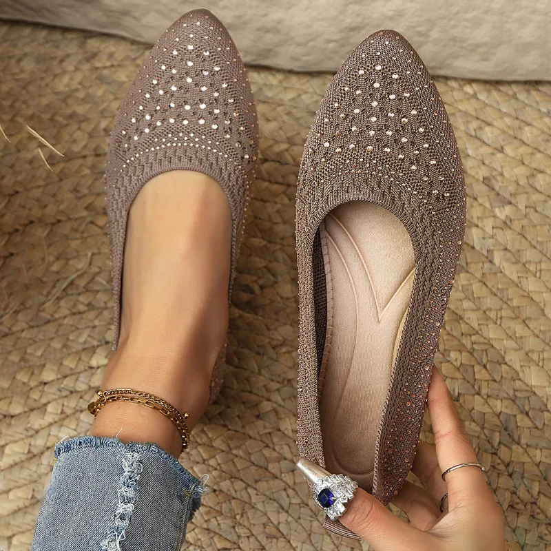 Zapatos planos con punta estrecha para Mujer, Zapatos de Mujer de punto liso, calzado náutico para oficina, bailarinas informales, mocasines de talla grande para Mujer