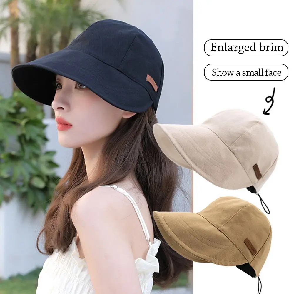 Sun Hat Foldable Wide Brim Drawstring Adjustable Caps for Men Women Beach Hats Summer Quick-drying Visors Fisherman Cap