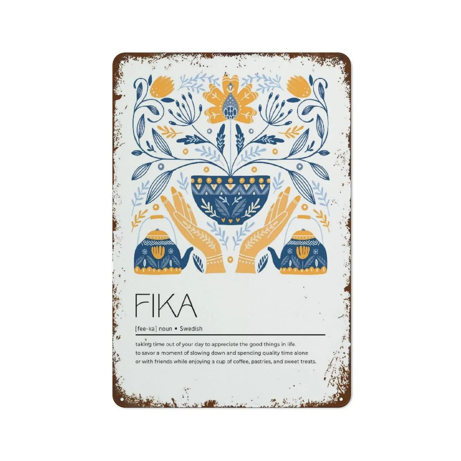 Fika Definition Funny Wall Decor Vintage Metal Tin Sign Plaque For Man Cave Bar Pub Club Home Room Gift Poster 8x12 inches