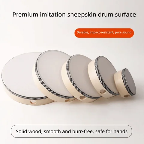 Instrument 4/6/8/10 Inch Wooden Hand Drum Wood Frame Safe Percussion Toy Handheld Convenient Carry Musical Instrument Toy Create