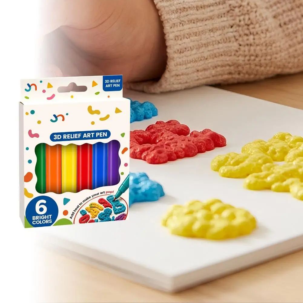 3D Relief Art Pen DIY Magic Puffy Effect Paint Popcorn Bubble Pen, DIY Bubble Drawing Pens For Kids Handcraft Graffiti Tool view 2