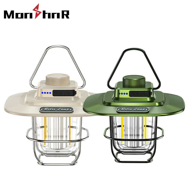 MONHNR Outdoor Rechargeable LED Camping Strong Light with Magnet Zoom Portable Torch Tent Light Work Maintenance Lighting